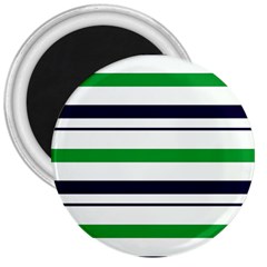 Green With Blue Stripes 3  Magnets by tmsartbazaar