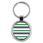 Green With Blue Stripes Key Chain (Round) Front