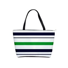 Green With Blue Stripes Classic Shoulder Handbag by tmsartbazaar