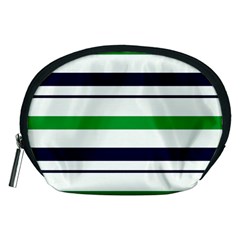 Green With Blue Stripes Accessory Pouch (medium) by tmsartbazaar