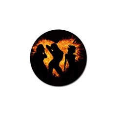 Shadow Heart Love Flame Girl Sexy Pose Golf Ball Marker by HermanTelo