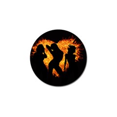 Shadow Heart Love Flame Girl Sexy Pose Golf Ball Marker (4 Pack) by HermanTelo