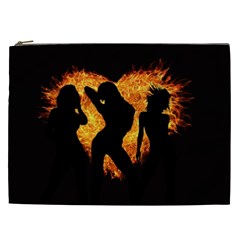 Shadow Heart Love Flame Girl Sexy Pose Cosmetic Bag (xxl) by HermanTelo