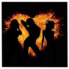 Shadow Heart Love Flame Girl Sexy Pose Wooden Puzzle Square by HermanTelo