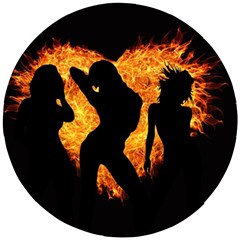 Shadow Heart Love Flame Girl Sexy Pose Wooden Puzzle Round by HermanTelo