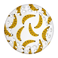 Banana Fruit Yellow Summer Round Filigree Ornament (two Sides) by Mariart
