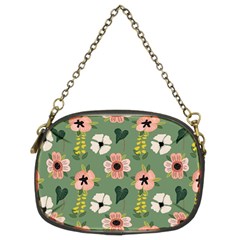Flower Green Pink Pattern Floral Chain Purse (two Sides)