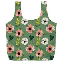 Flower Green Pink Pattern Floral Full Print Recycle Bag (xxxl) by Alisyart