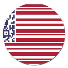 Qr-code & Barcode American Flag Magnet 5  (round) by abbeyz71