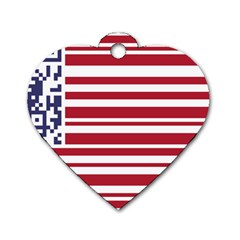 Qr-code & Barcode American Flag Dog Tag Heart (two Sides) by abbeyz71