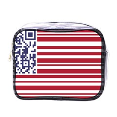 Qr-code & Barcode American Flag Mini Toiletries Bag (one Side) by abbeyz71