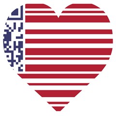 Qr-code & Barcode American Flag Wooden Puzzle Heart by abbeyz71