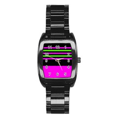 Disco Stripes Stainless Steel Barrel Watch by tmsartbazaar