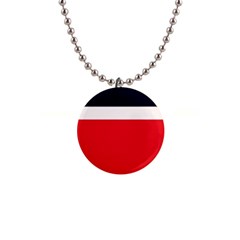 Navy Blue With Red 1  Button Necklace by tmsartbazaar