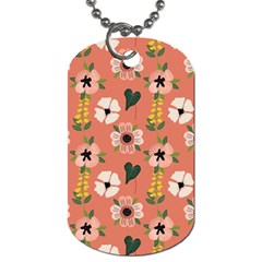 Flower Pink Brown Pattern Floral Dog Tag (one Side) by Alisyart