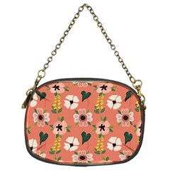 Flower Pink Brown Pattern Floral Chain Purse (two Sides)