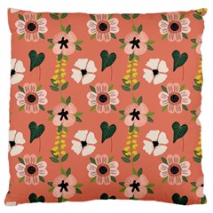 Flower Pink Brown Pattern Floral Large Cushion Case (two Sides) by Alisyart