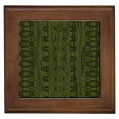 Army Green Color Batik Framed Tile by SpinnyChairDesigns