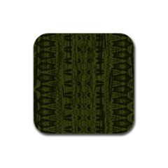 Army Green Color Batik Rubber Square Coaster (4 Pack)  by SpinnyChairDesigns