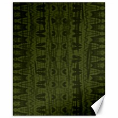 Army Green Color Batik Canvas 11  X 14  by SpinnyChairDesigns