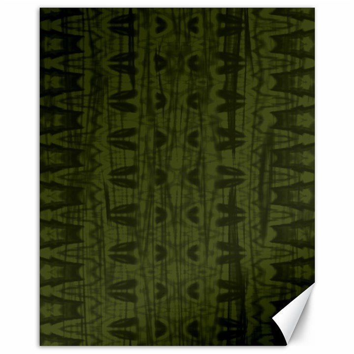 Army Green Color Batik Canvas 11  x 14 