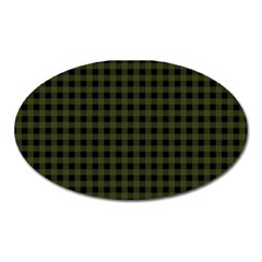 Army Green Black Buffalo Plaid Oval Magnet by SpinnyChairDesigns