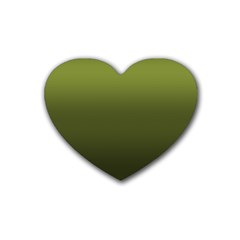 Army Green Gradient Color Rubber Coaster (heart)  by SpinnyChairDesigns