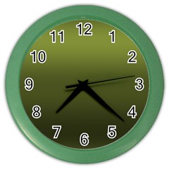 Army Green Gradient Color Color Wall Clock by SpinnyChairDesigns