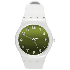 Army Green Gradient Color Round Plastic Sport Watch (m) by SpinnyChairDesigns