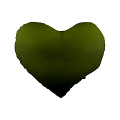 Army Green Gradient Color Standard 16  Premium Heart Shape Cushions by SpinnyChairDesigns