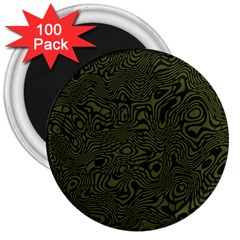 Army Green And Black Stripe Camo 3  Magnets (100 Pack) by SpinnyChairDesigns