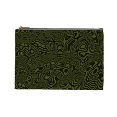 Army Green And Black Stripe Camo Cosmetic Bag (large) by SpinnyChairDesigns