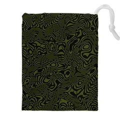 Army Green And Black Stripe Camo Drawstring Pouch (5xl) by SpinnyChairDesigns