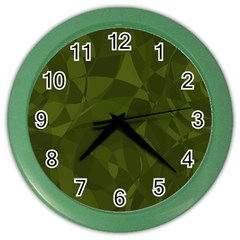 Army Green Color Pattern Color Wall Clock by SpinnyChairDesigns