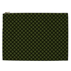 Army Green And Black Plaid Cosmetic Bag (xxl)