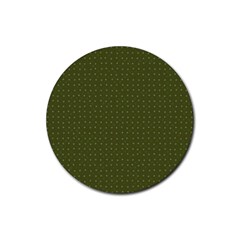 Army Green Color Polka Dots Rubber Round Coaster (4 Pack)  by SpinnyChairDesigns