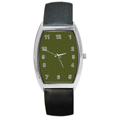 Army Green Color Polka Dots Barrel Style Metal Watch by SpinnyChairDesigns