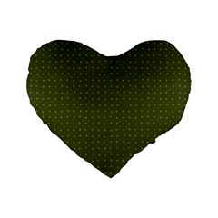 Army Green Color Polka Dots Standard 16  Premium Heart Shape Cushions by SpinnyChairDesigns