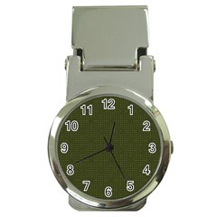 Army Green Color Polka Dots Money Clip Watches by SpinnyChairDesigns