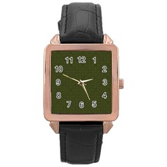 Army Green Color Polka Dots Rose Gold Leather Watch  by SpinnyChairDesigns