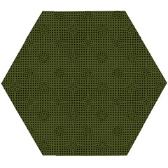 Army Green Color Polka Dots Wooden Puzzle Hexagon by SpinnyChairDesigns