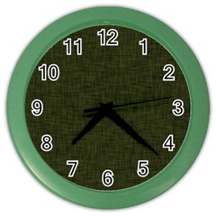 Army Green Texture Color Wall Clock by SpinnyChairDesigns