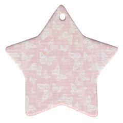 Ballet Pink White Color Butterflies Batik  Ornament (star) by SpinnyChairDesigns