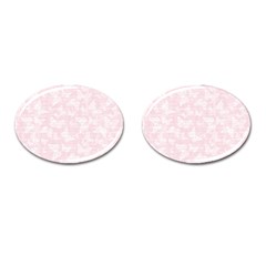 Ballet Pink White Color Butterflies Batik  Cufflinks (oval) by SpinnyChairDesigns