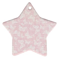 Ballet Pink White Color Butterflies Batik  Star Ornament (two Sides) by SpinnyChairDesigns