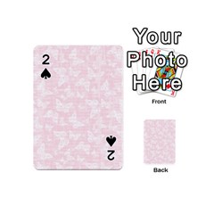 Ballet Pink White Color Butterflies Batik  Playing Cards 54 Designs (mini) by SpinnyChairDesigns