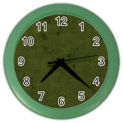 Army Green Color Grunge Color Wall Clock by SpinnyChairDesigns