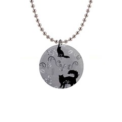 Grey Cats Design  1  Button Necklace by Abe731