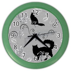 Grey Cats Design  Color Wall Clock