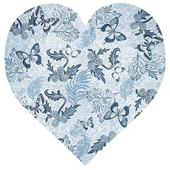 Nature Blue Pattern Wooden Puzzle Heart by Abe731